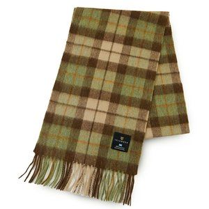 New Lambs Wool Brown Green Plaid Scarf (Scotland)